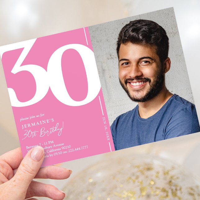 Invitation Photo rose mignonne 30e fête d'anniversaire (Créateur téléchargé)