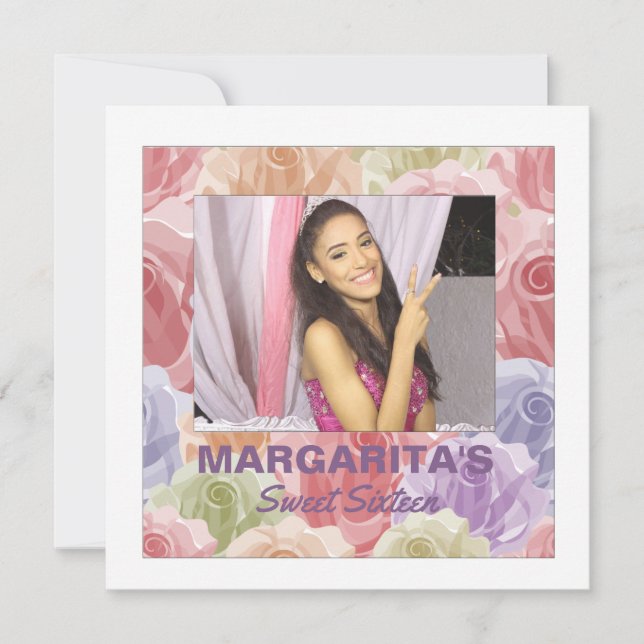 Invitation photo Rose Pastel (Devant)