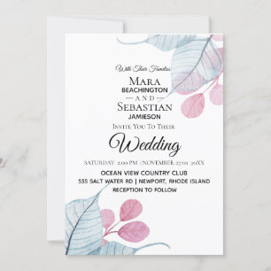 Invitation *~* Photo - RSVP - QR Mariage Feuille BOTANIQUE