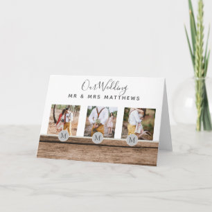 Invitation Photo Rustic Collage Monogram NEWLYWEDS WEDDING