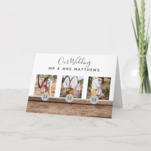 Invitation Photo Rustic Collage Monogram NEWLYWEDS WEDDING