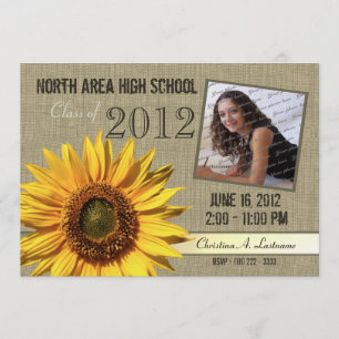 Invitation Photo Rustic Sunflower Graduate