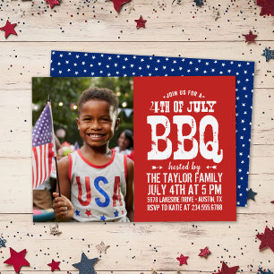 Invitation photo Rustique 4 juillet BBQ
