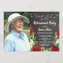 Invitation Photo rustique de roses rouges de craie de partie