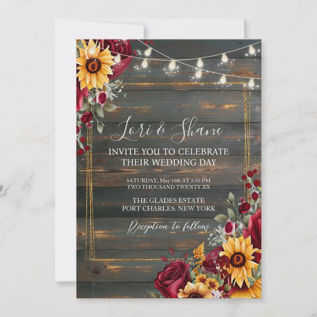 Invitation Photo Rustique Rose et Aster QR Code Mariage (Devant)