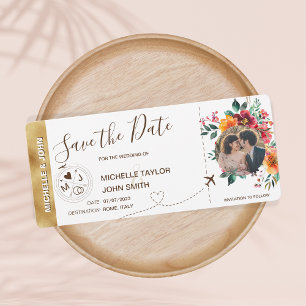 Invitation Photo Save the Date Boarding Pass World Map