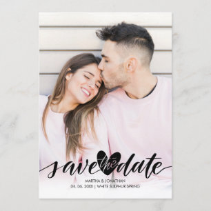 Invitation Photo Save the Date Love Heart Confetti Script
