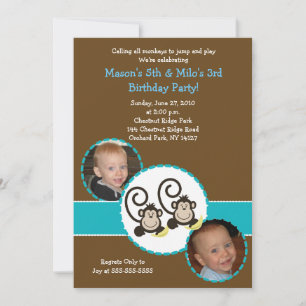 Invitation Photo Silly Monkey tendance Anniversaire Invitatio