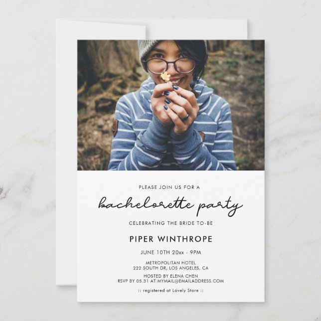 Invitation Photo simple Bachelorette Party (Devant)