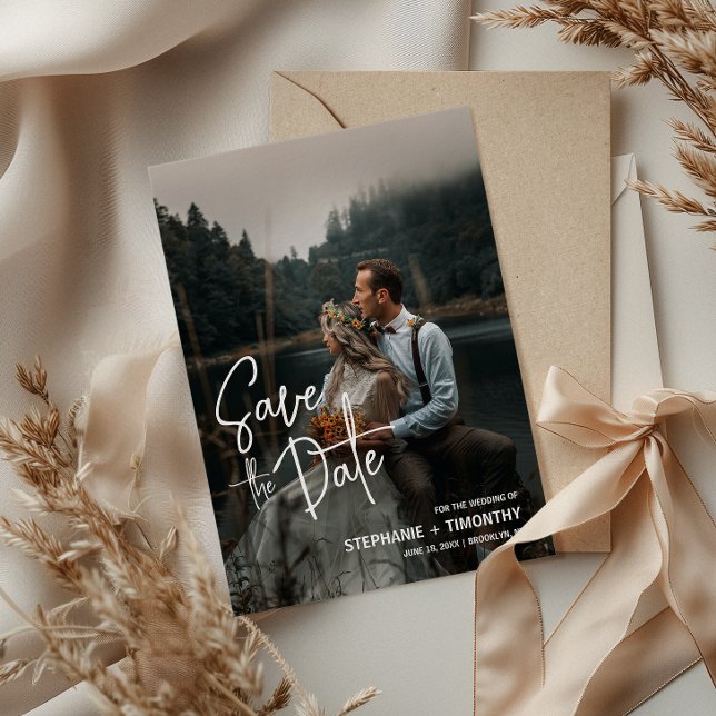 Invitation Photo Simple Enregistrer La Date QR Code Mariage (Simplify your RSVP with our QR code save-the-date, adding an unforgettable touch to your special day)