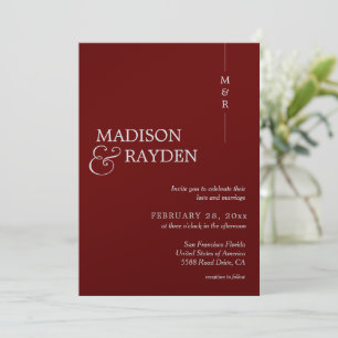 Invitation Photo simple moderne Monogramme rouge