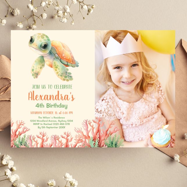 Invitation Photo Sous L'Océan Marin Anniversaire (Créateur téléchargé)