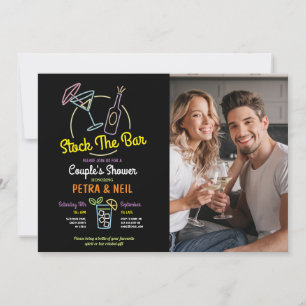 Invitation Photo Stock The Bar Party Neon Couple Douche