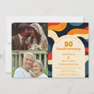 Invitation Photo super des années 1970 Anniversaire du Mariag