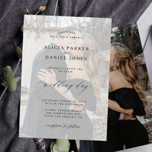 Invitation Photo superposition mariage moderne noir et blanc