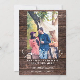 Invitation Photo sur bois B Rustique Enregistrer la date - Ve