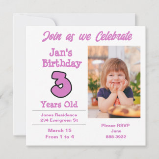 Invitation Photo sur l'invitation de Young Girl Party