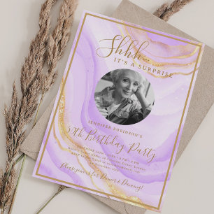 Invitation Photo SURPRISE 50e anniversaire thème Marbre Viole