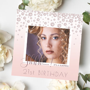 Invitation Photo Surprise Anniversaire de la fête rose diaman