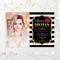 Photo Sweet 16 Anniversaire - Pink Kiss Gold Noir