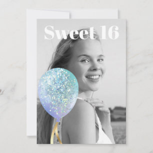 Invitation *~* PHOTO Sweet 16 Rainbow Balloon AP29 Anniversai