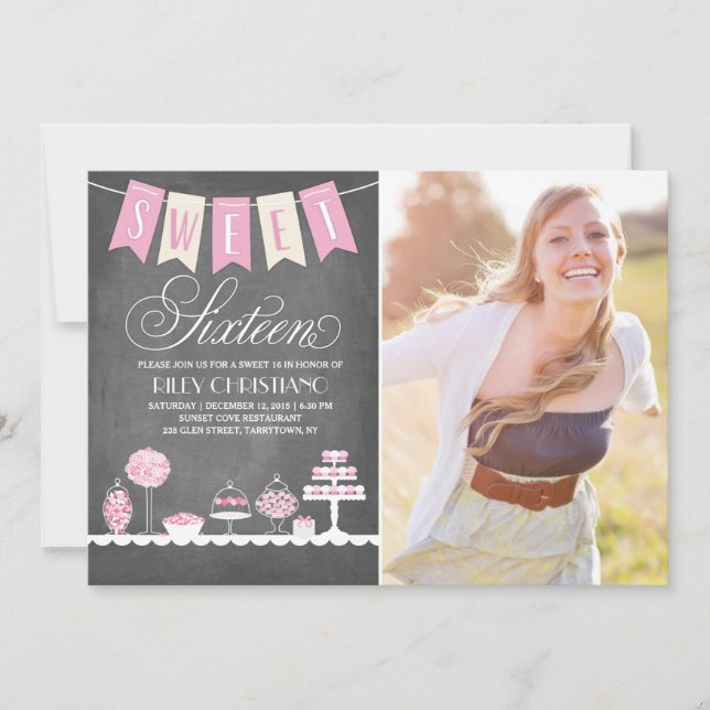 Invitation Photo sweet sixteen | Anniversaire (Devant)