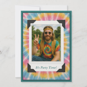 Invitation photo Tie Dye Rétro