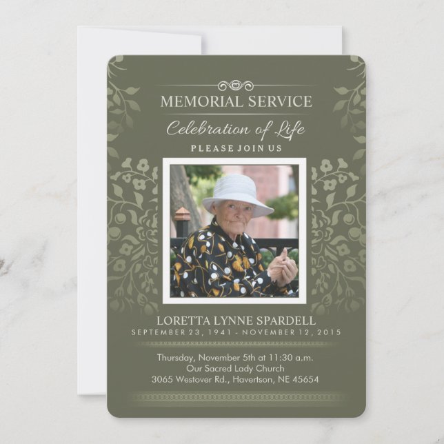 Invitation photo Touch of Gold Floral Memorial Ser (Devant)