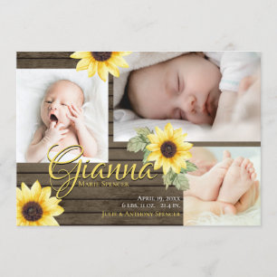 Invitation photo Tournesol et Grange Wood