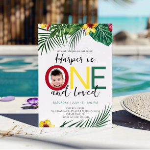 Invitation Photo Tropical Wild One Aloha Luau 1er anniversair
