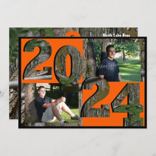 Invitation Photo Twin 2024 Tree Camo Graduation