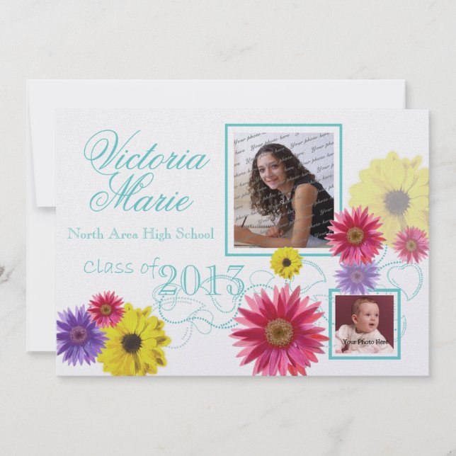Invitation Photo Twin du Printemps Garden Graduation (Devant)