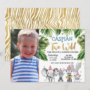 Invitation Photo Two Wild Safari 2e fête d'anniversaire