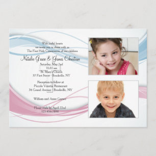 Invitation photo Vague Bleue et Rose
