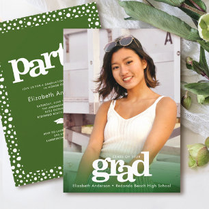 Invitation Photo vert audacieux moderne grand parti simple él