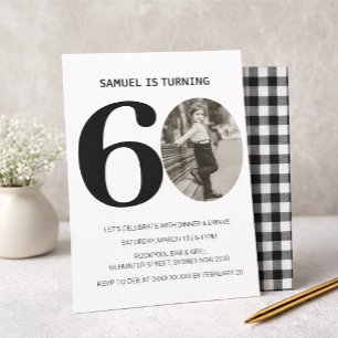 Invitation Photo vintage à carreaux pour 60 ans