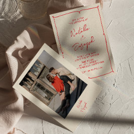 Invitation Photo Vintage à la main colorée Mariage moderne