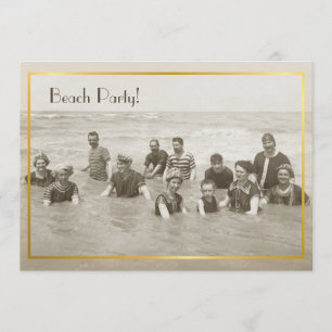 Invitation Photo vintage du Beach Party