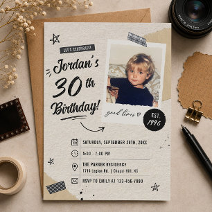 Invitation Photo Vintage Rétro 30e Anniversaire