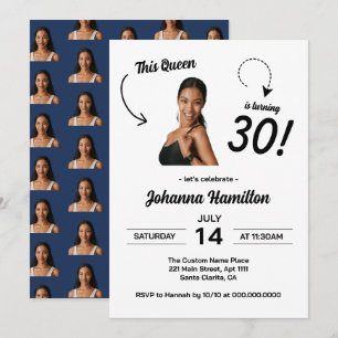 Invitation Photo Visage Drôle Fête 30e Anniversaire Femmes