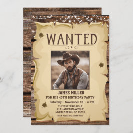 Invitation Photo Western Funny Poster Recherché 40e anniversa
