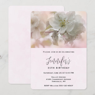 Invitation Photo White Apple Blossom Anniversaire