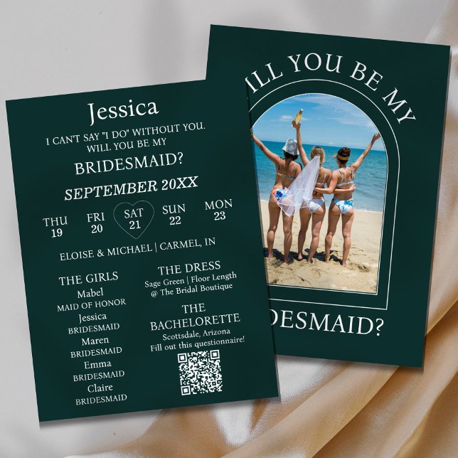 Invitation Photo Will You Be My Bridesmaid Proposal Card (Pop the question to your bridal party with this Photo Will You Be My Bridesmaid Proposal Card! )