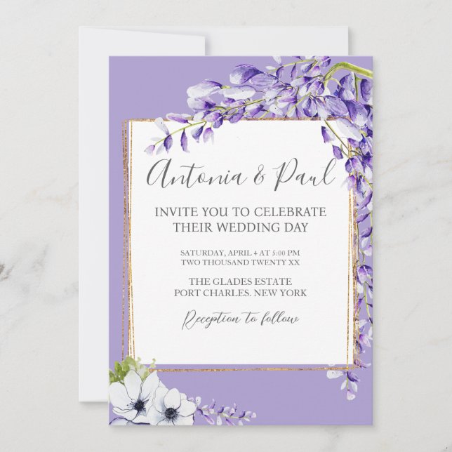 Invitation Photo Wisteria Blooms QR Code Mariage (Devant)