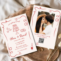 Photographie à main blanche Code QR Mariage rouge