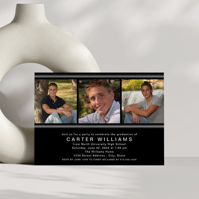 Invitation Photographie blanche moderne Collage Party de grad (Créateur téléchargé)