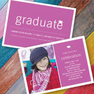 Invitation Photographie de Diplômé Minimaliste Fête de Remise