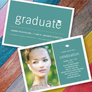 Invitation Photographie de Diplômé Minimaliste Fête de Remise