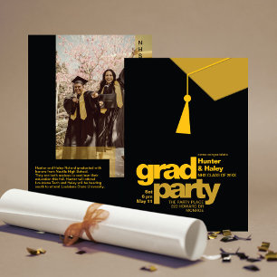 Invitation Photographie de fête de fin d'études avec typograp