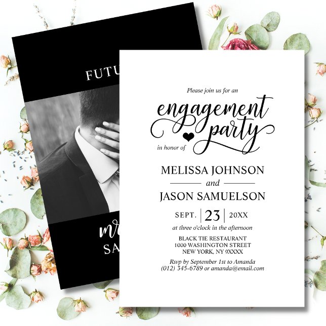 Invitation Photographie de la partie de fiançailles au coeur  (Créateur téléchargé)